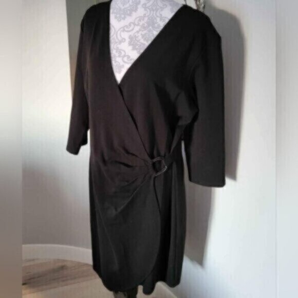 M.I.K.O Black Wrap Midi Dress NEW Sz XL 12-14 - Picture 5 of 9